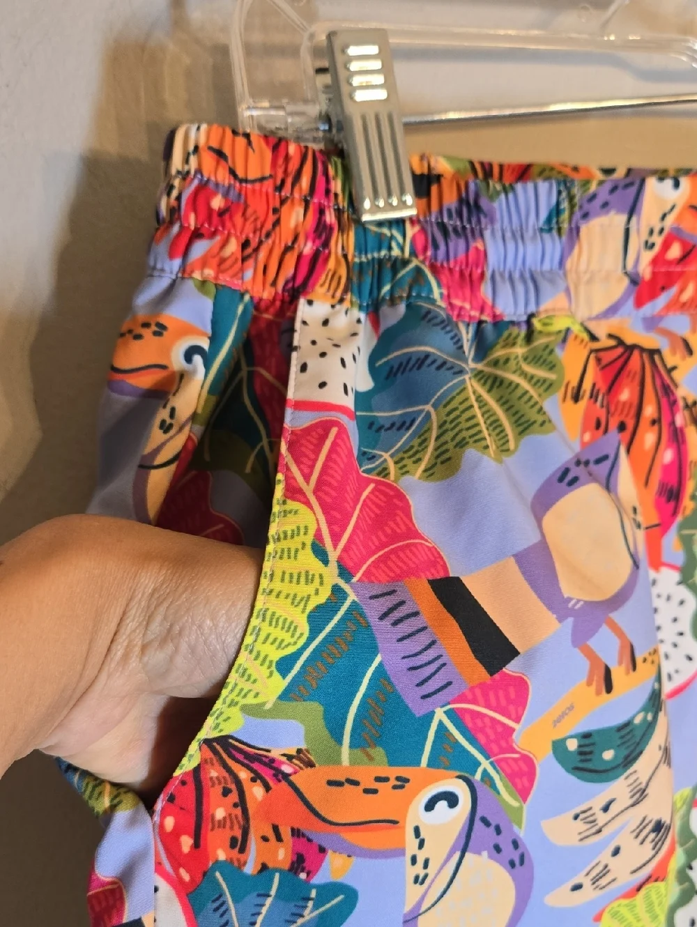 2eros Printed Bronte Lined Colorful Swim Trunks Shorts Aves Purple NWOT
